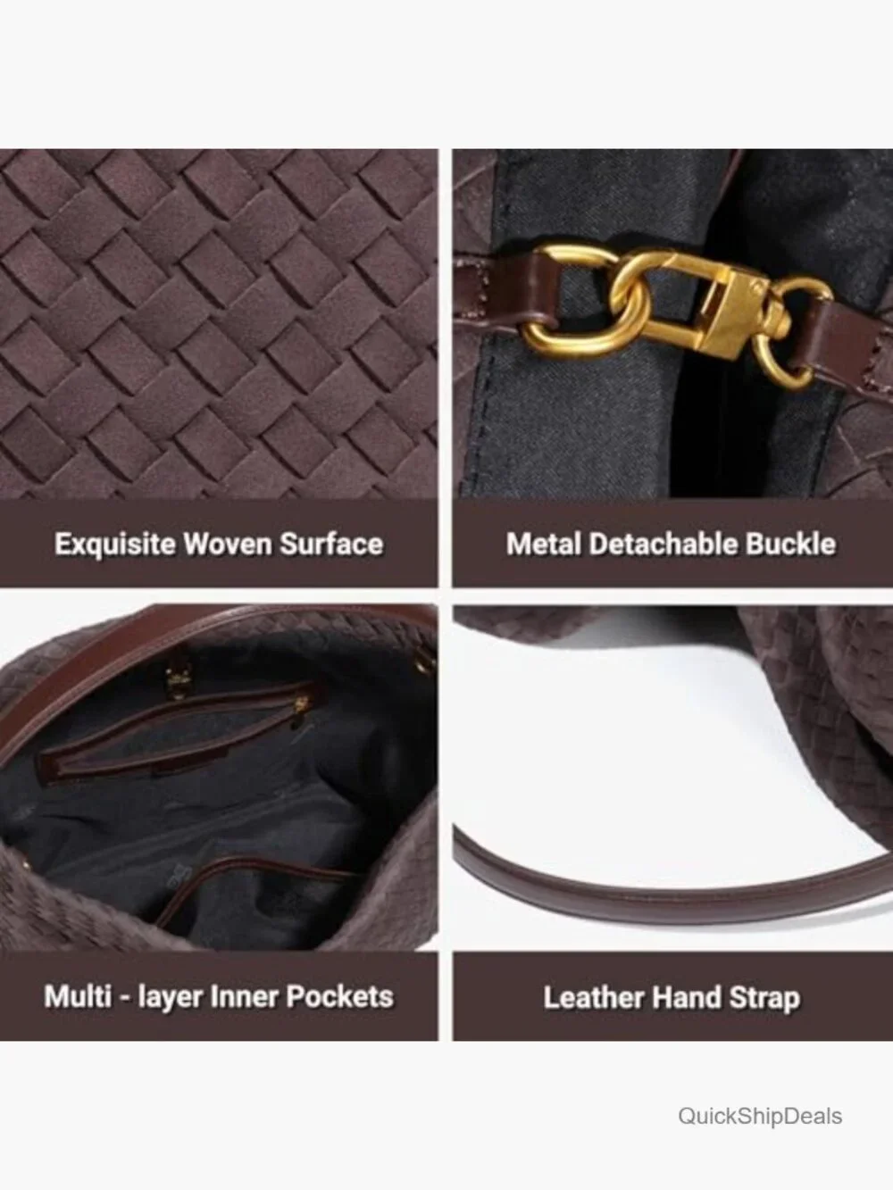 Woven Suede Hobo Bag with Leather Crossbody Strap for Work Travel